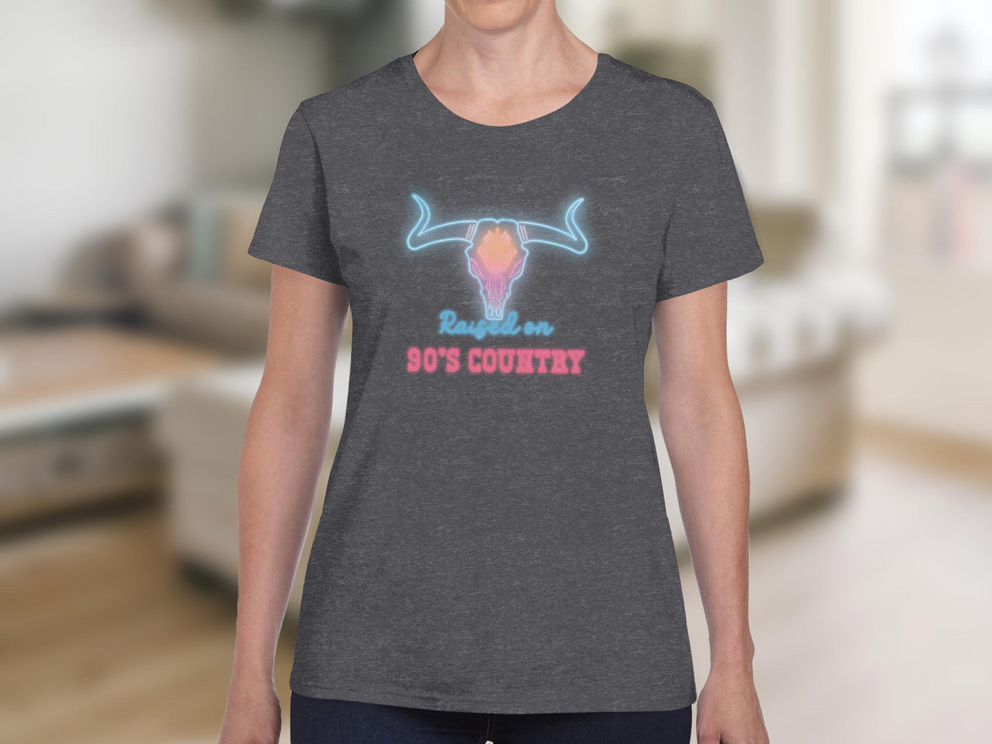 Neon Bull Skull Raised on 90s Country product type