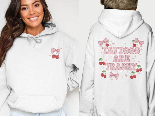 White Tattoos Are Trashy Cherry Bow Design Hoodie product type