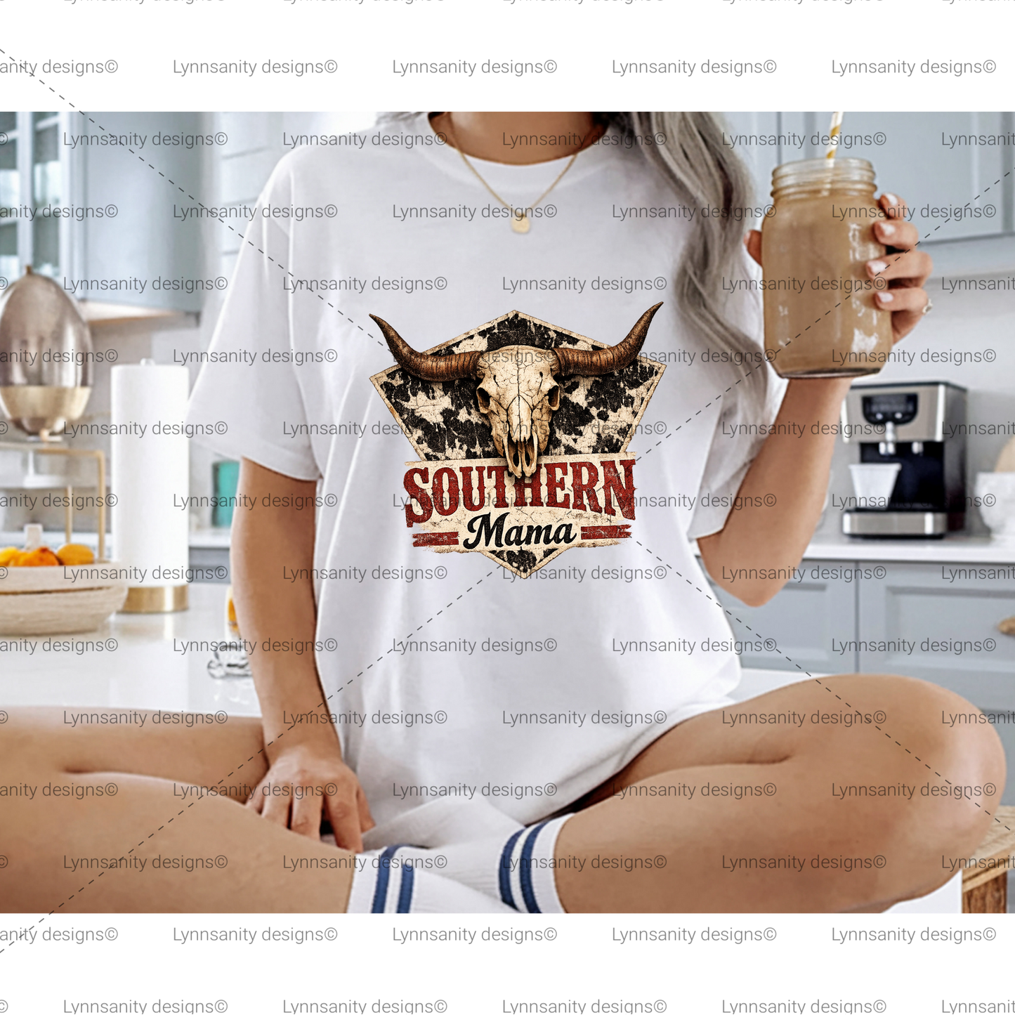 Western Bull Skull Southern Mama Sublimation PNG