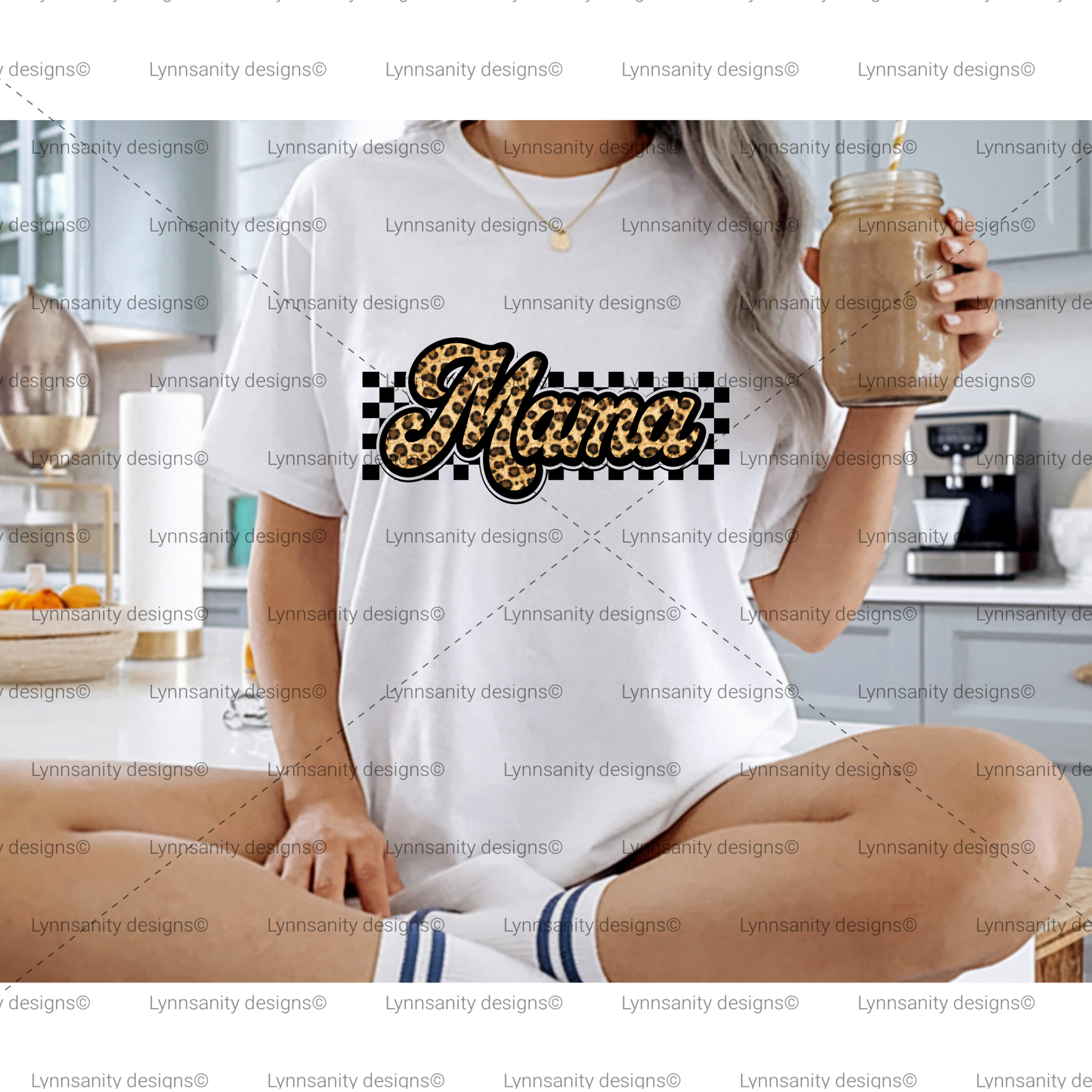 Leopard Mama Checkerboard Script PNG