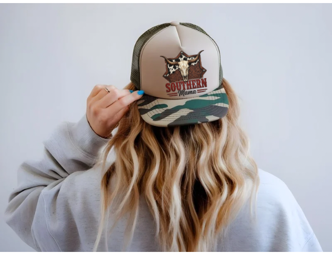 Tooled Leather Southern Mama Trucker Hat