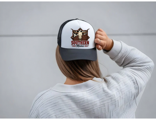 Tooled Leather Southern Mama Trucker Hat