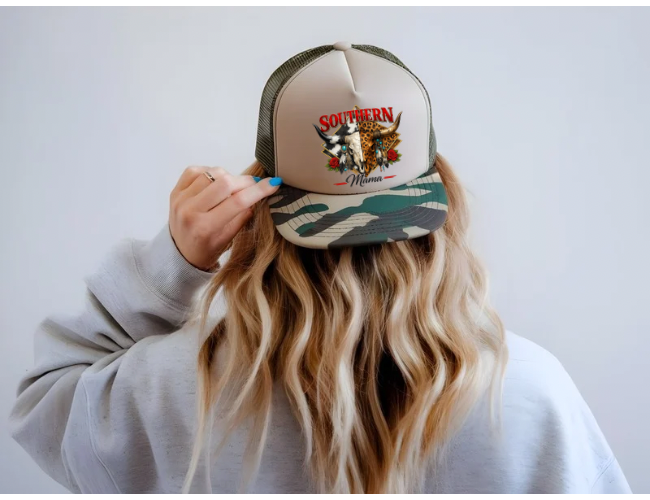 Southern Mama Skull & Roses Trucker Hat