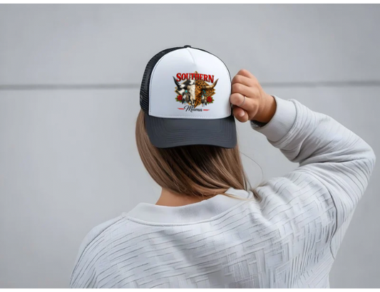 Southern Mama Skull & Roses Trucker Hat