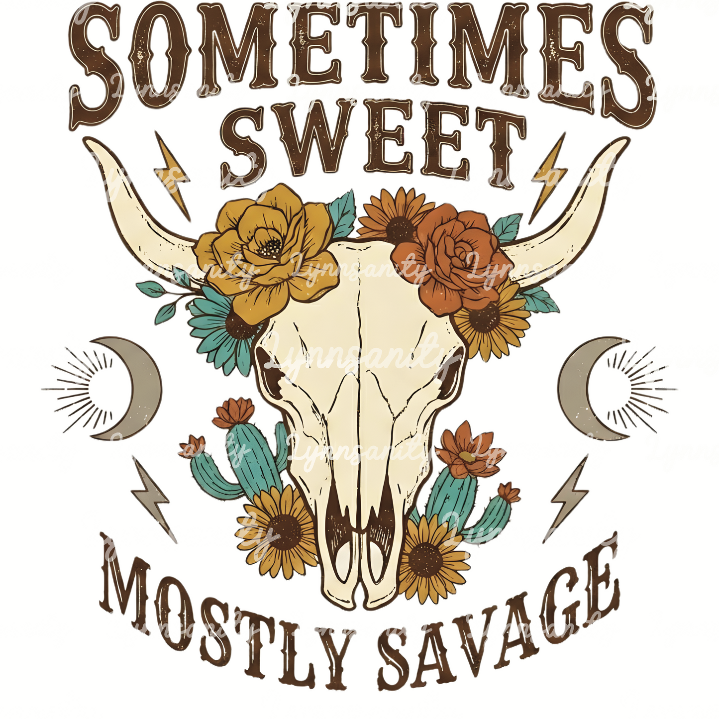 Mostly Savage Western Cow Skull PNG - Boho Desert Digital Art