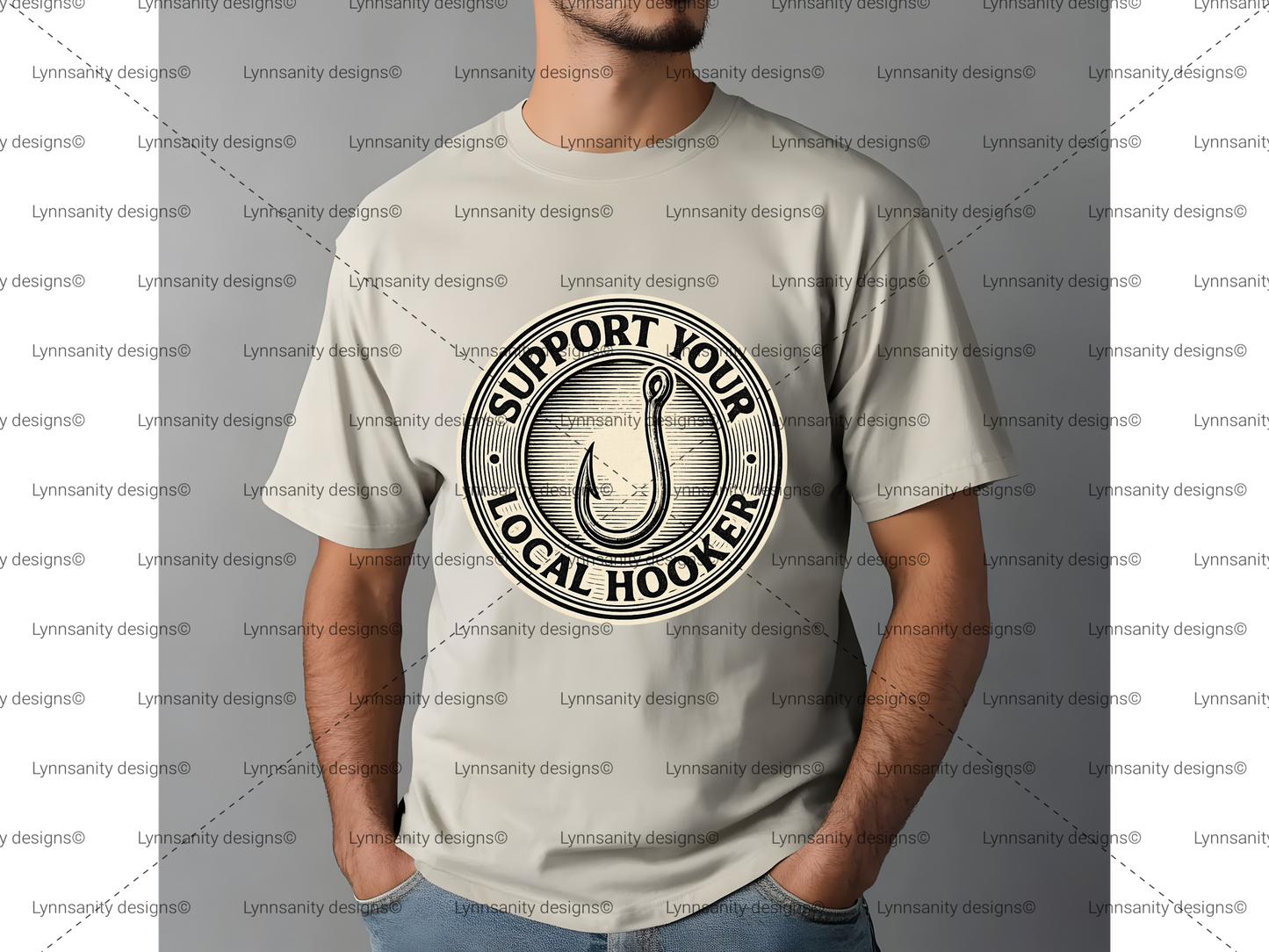 Support Your Local Hooker Fishing Hook Vintage Digital Download