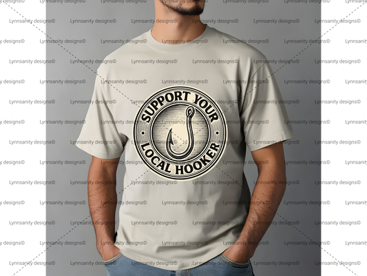 Support Your Local Hooker Fishing Hook Vintage Digital Download