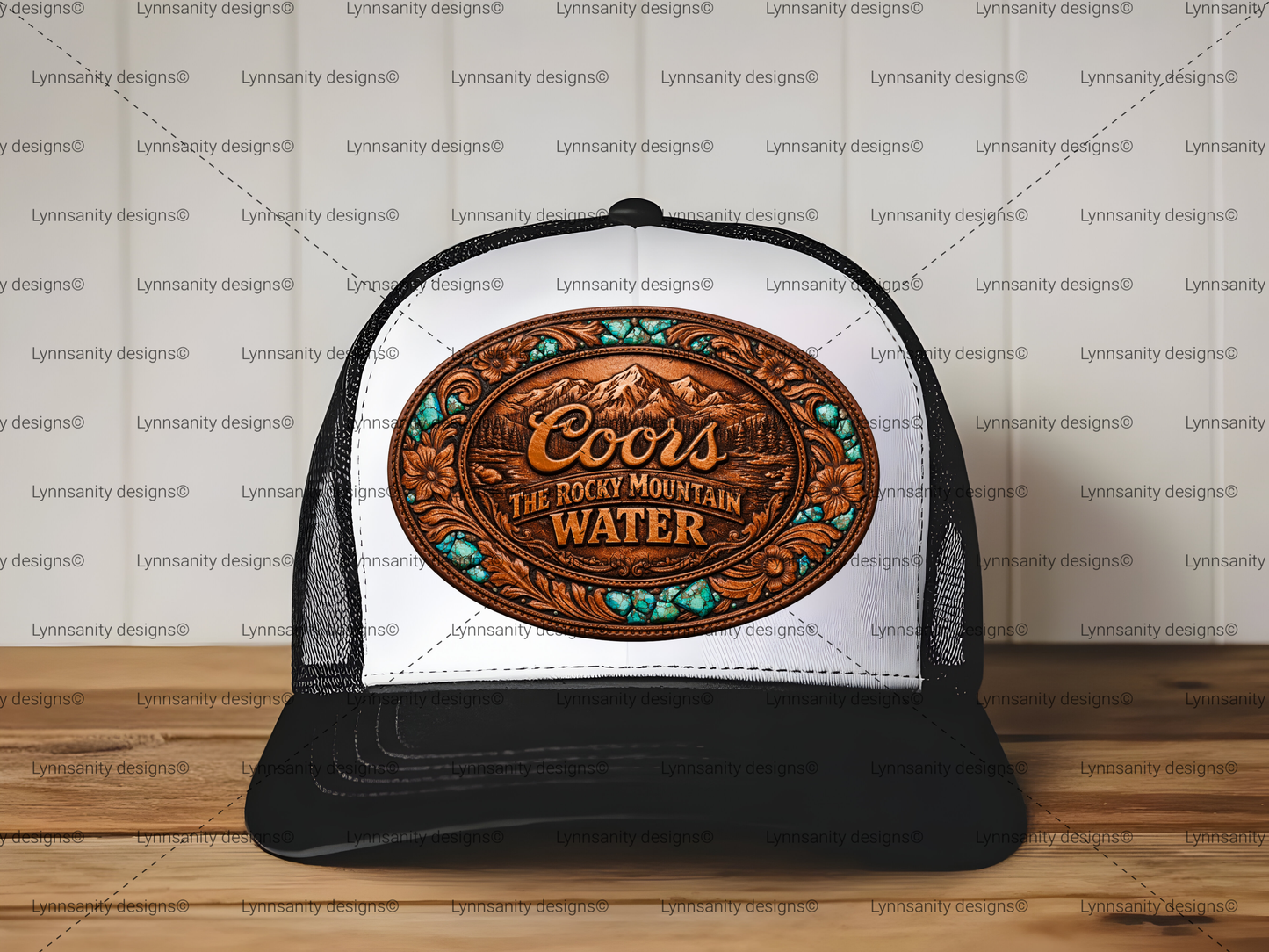 Western Leather Mountain Oval Turquoise Accent Digital Download