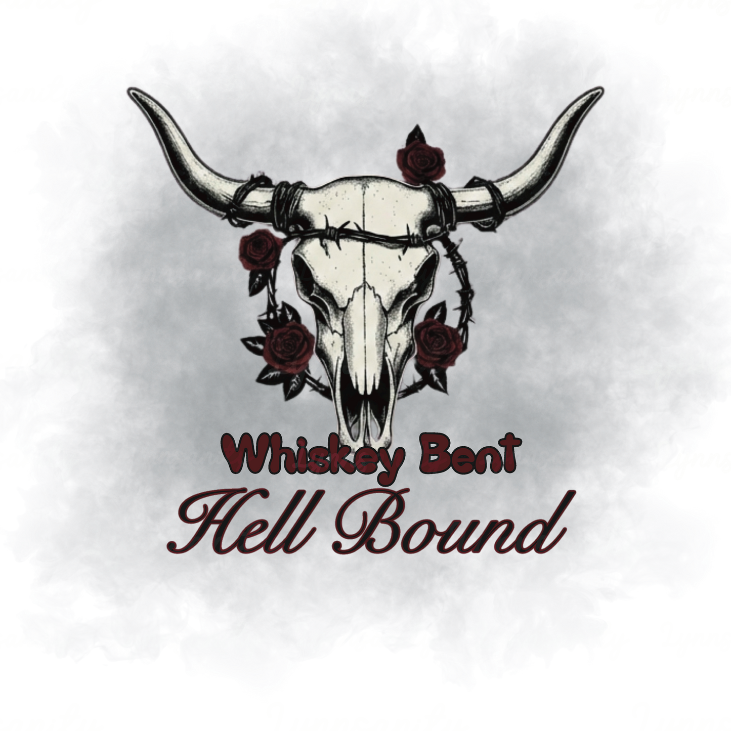 Rose & Barbed Wire Steer Skull Digital PNG Download