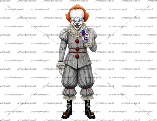 Red Bull Horror Slasher PNG | Pennywise | Funny Horror Movie Sticker Design