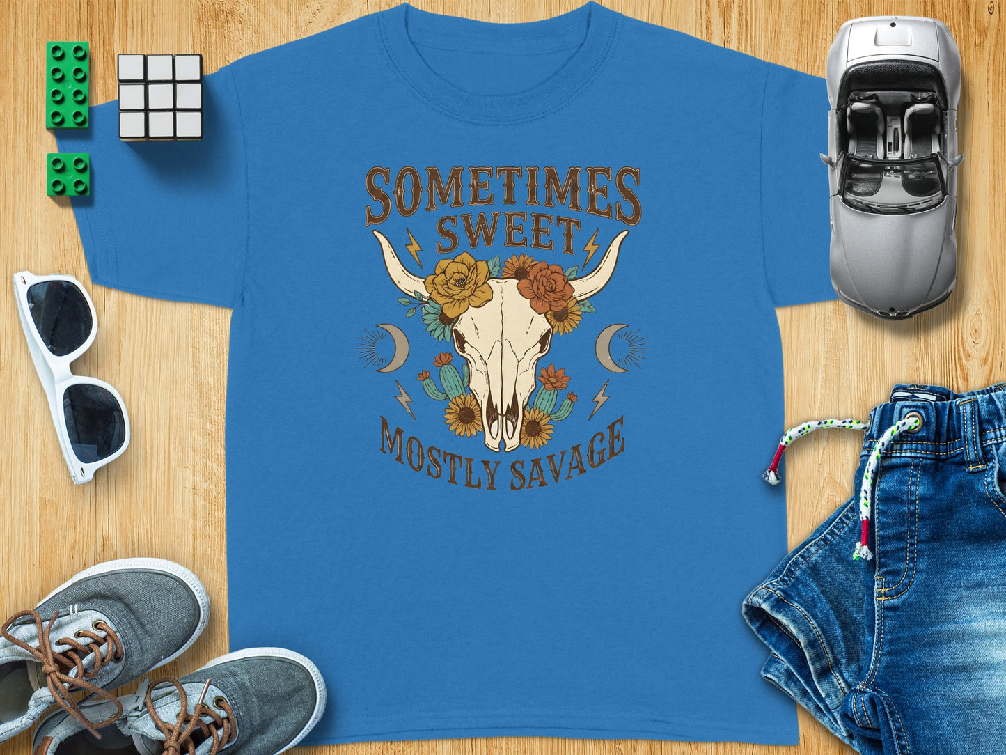 Sometimes Sweet Mostly Savage Bull Skull Flowers Moons product type