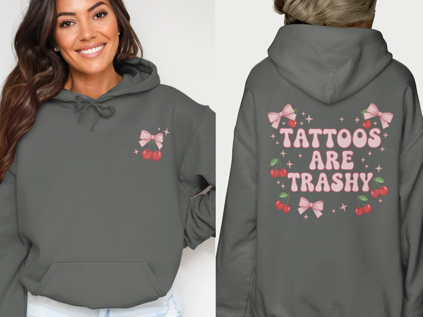 Pink Bow Cherry Tattoos Are Trashy Stars Hoodie product type