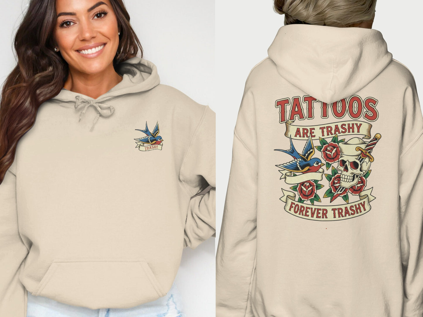 Tattoos Are Trashy Skull Roses Bird Forever Trashy product type