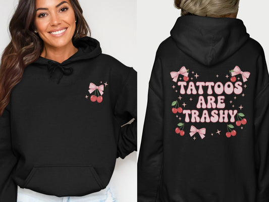 Black Hoodie Pink Bow Cherry Tattoos Are Trashy product type