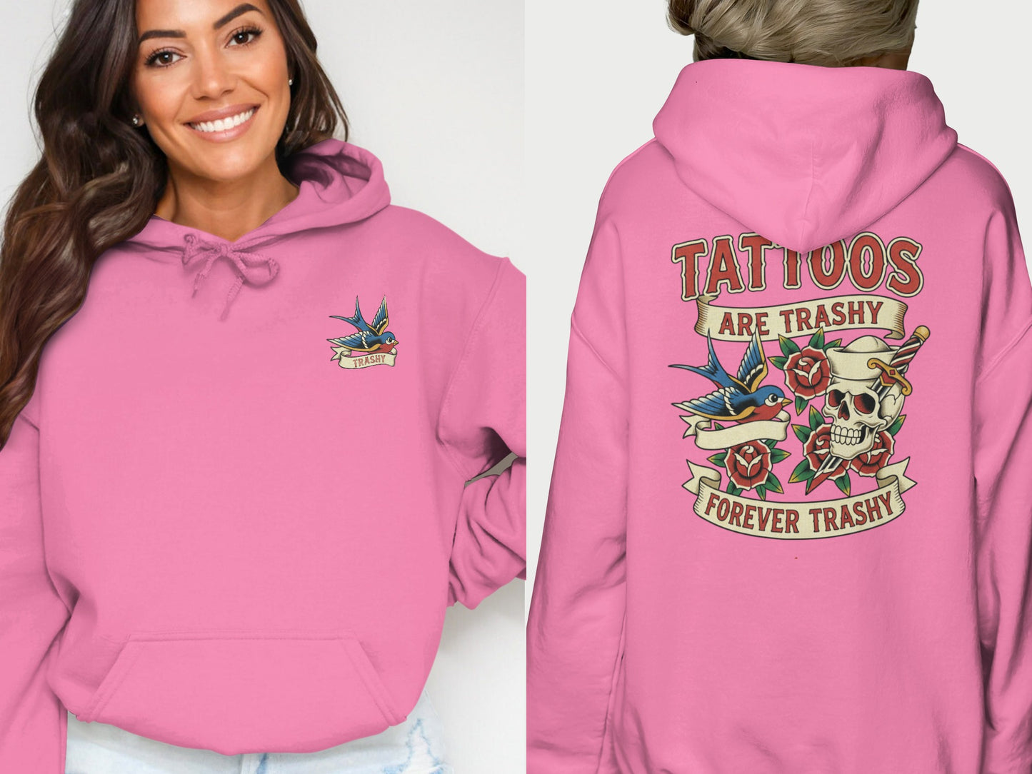 Pink Tattoos Are Trashy Forever Trashy Skull Roses product type