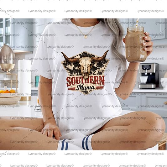 Western Bull Skull Southern Mama Sublimation PNG