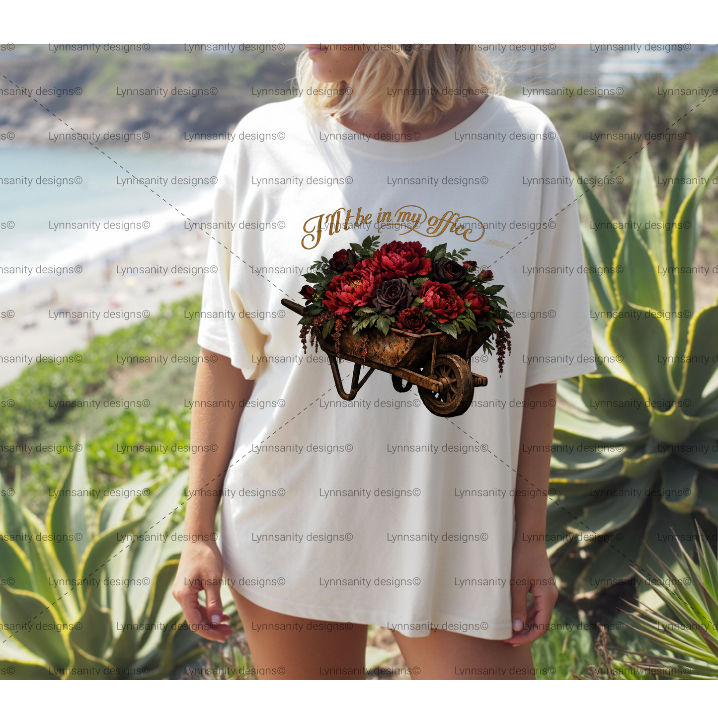I'll Be In My Office Dark Floral Wheelbarrow PNG