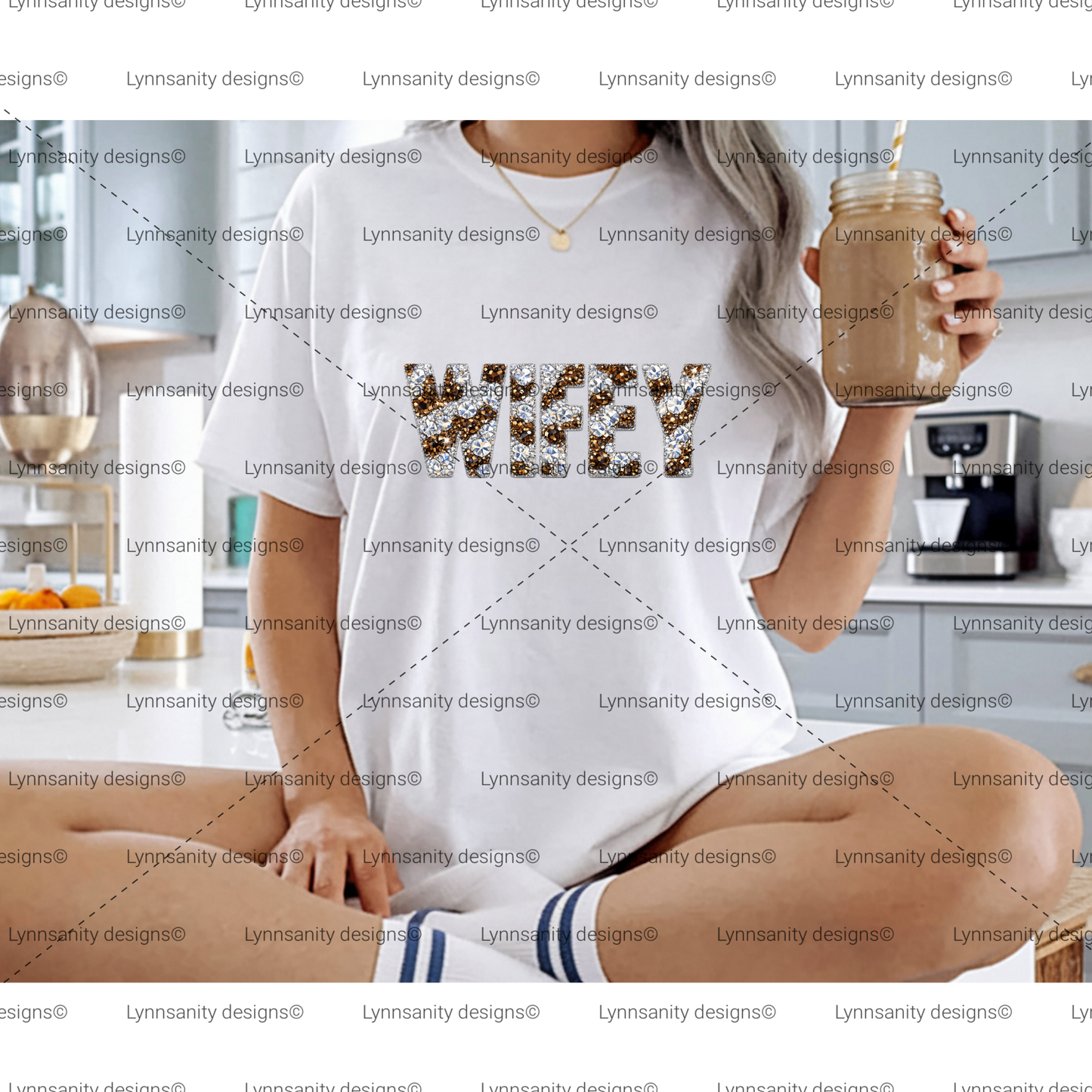 Leopard Glitter Wifey Digital Design