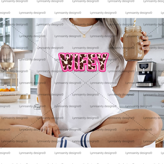 Pink Cow Print Wifey Digital Design