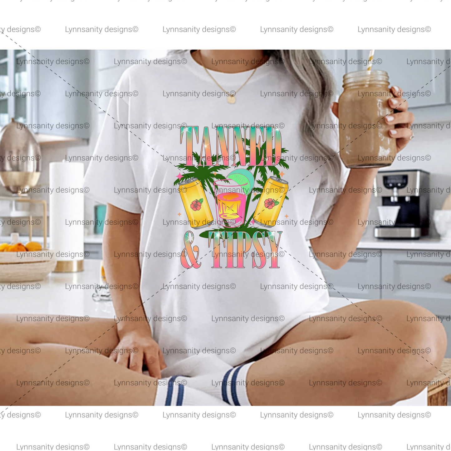 Tanned and Tipsy Summer Cocktail PNG