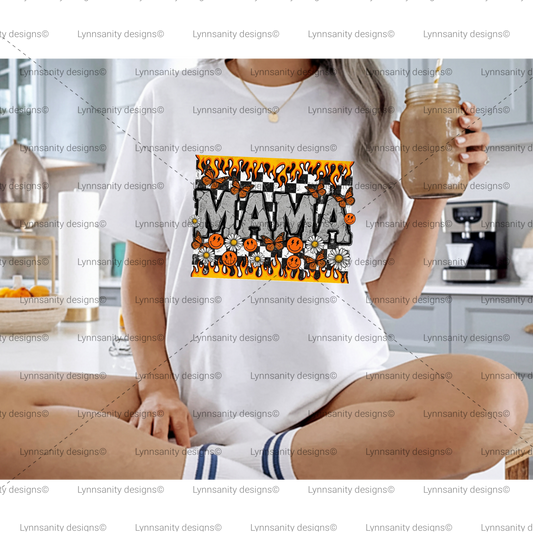 Mama Flames Retro Graphic PNG