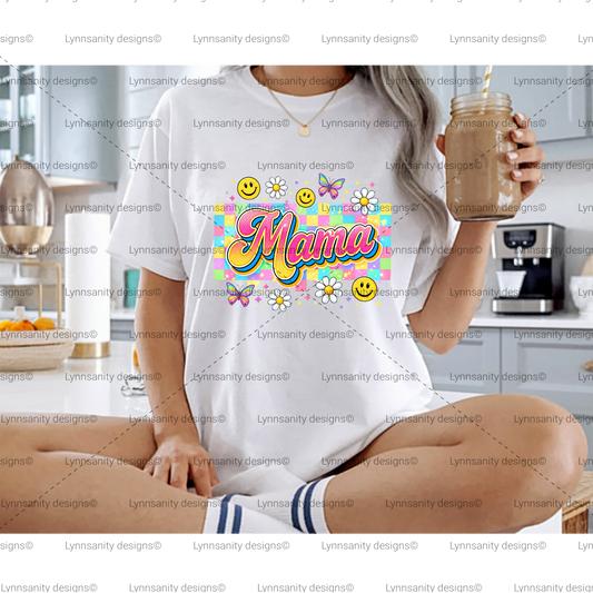 Retro Groovy Mama Colorful Checkered PNG