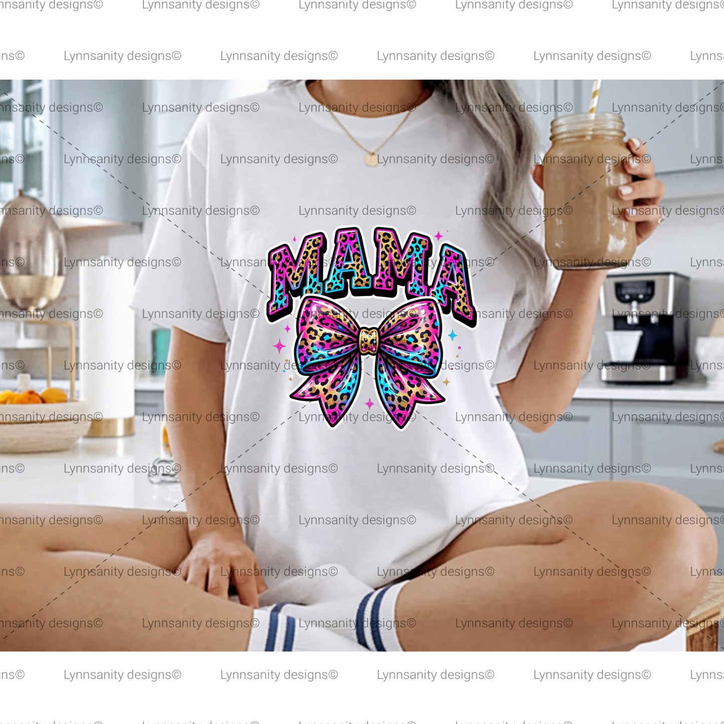 Colorful Leopard Mama Bow PNG