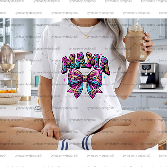 Colorful Leopard Mama Bow PNG
