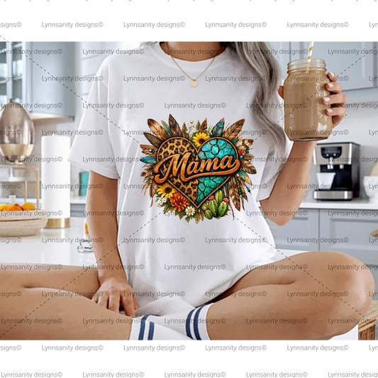 Western Turquoise Mama Heart PNG