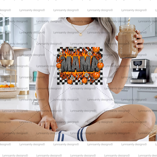 Mama Fire and Flames Checkered PNG