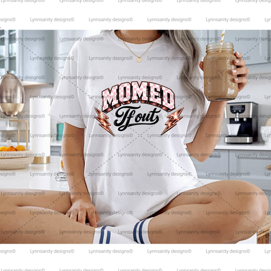 Mommed Out Pink Checkered Lightning PNG