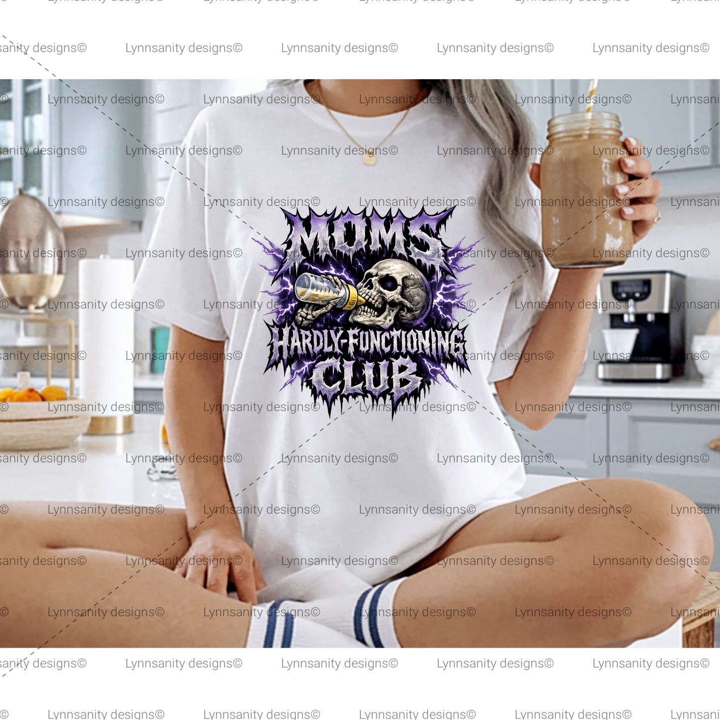 Moms Hardly Functioning Club Skull PNG