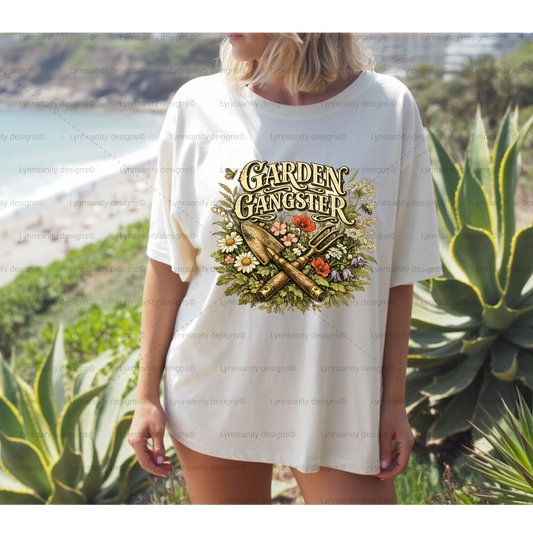 Garden Gangster - Vintage Trowel & Flowers PNG