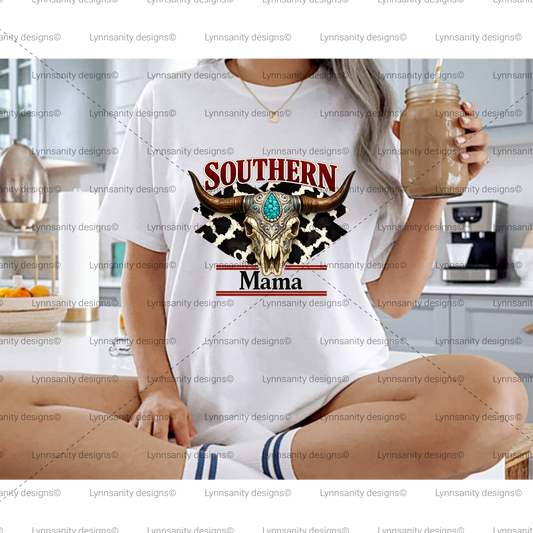 Southern Mama Turquoise Cow Skull PNG