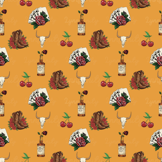 Western Bad Habits Seamless Pattern PNG Digital Download