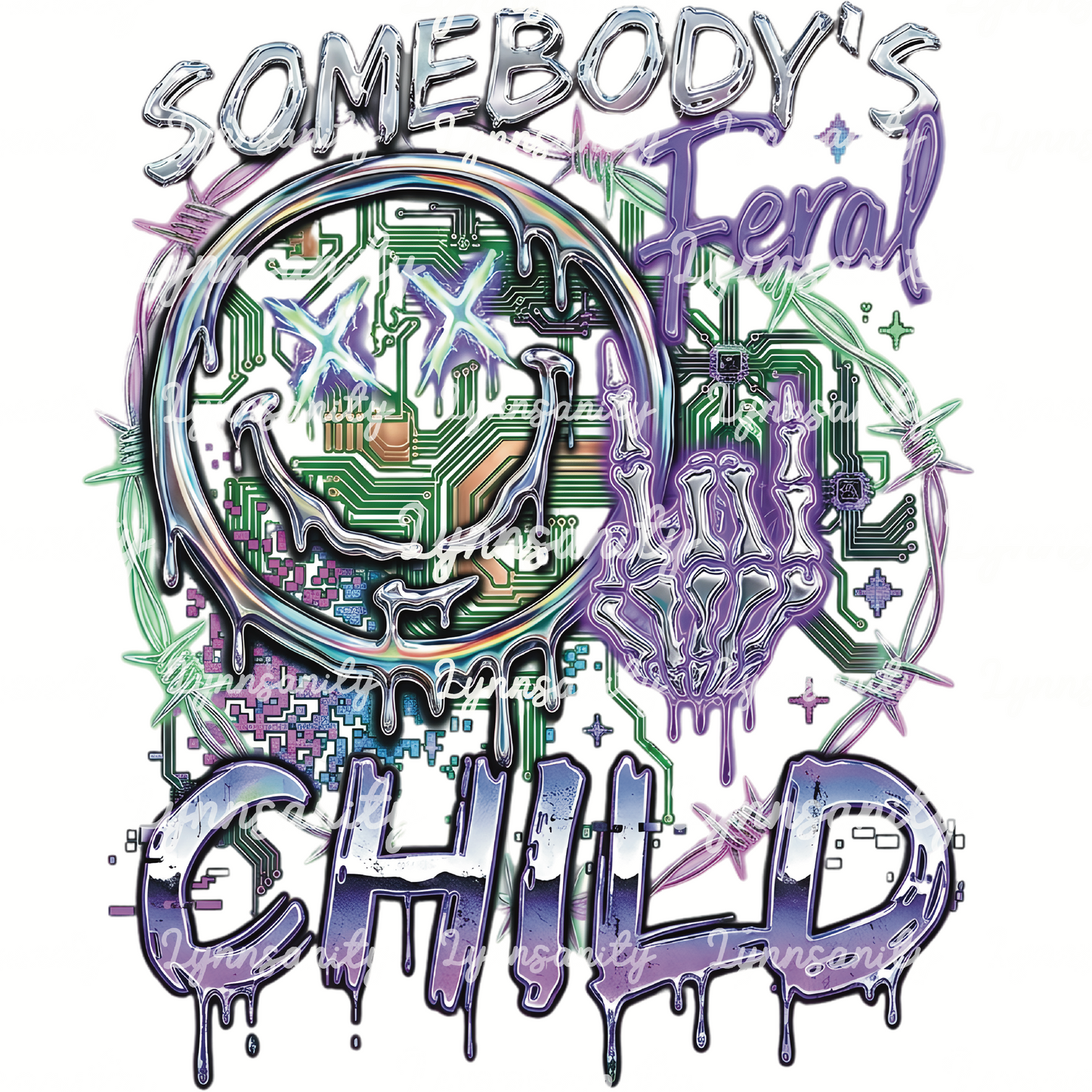 Somebody's Feral Child Cyberpunk PNG - Digital Download for Sublimation