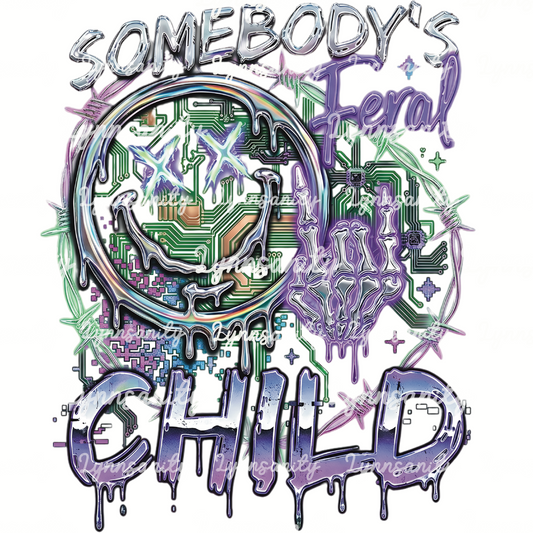 Somebody's Feral Child Cyberpunk PNG - Digital Download for Sublimation