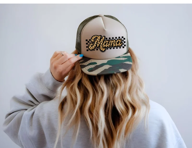 Leopard Mama Checkered Trucker Hat