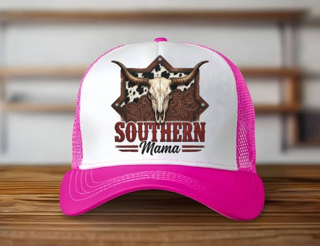 Tooled Leather Southern Mama Trucker Hat