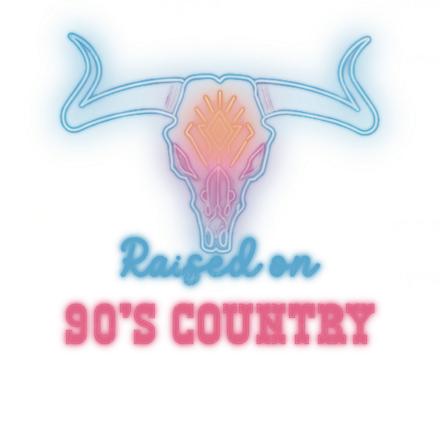 Raised on 90s Country Neon Skull PNG Digital Download