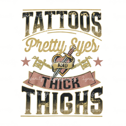 Vintage Tattoos Pretty Eyes Thick Thighs Digital Download PNG