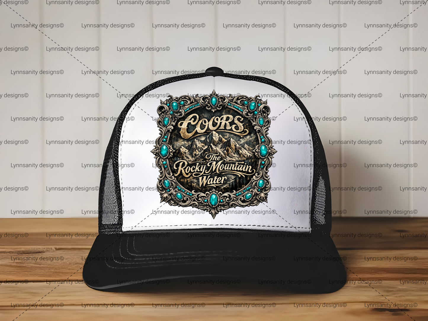 Western Mountain Vintage Turquoise Frame Design Digital Download