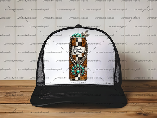 Western Checkered Leather Turquoise Drink Can Digital Download