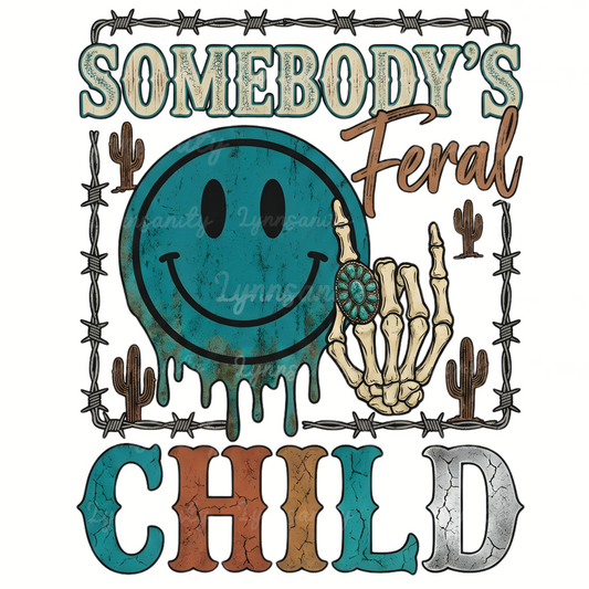 Western Feral Child Smiley PNG - Turquoise & Barbed Wire Digital