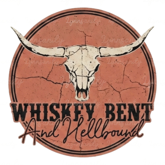 Whiskey Bent and Hellbound Longhorn PNG Digital Design