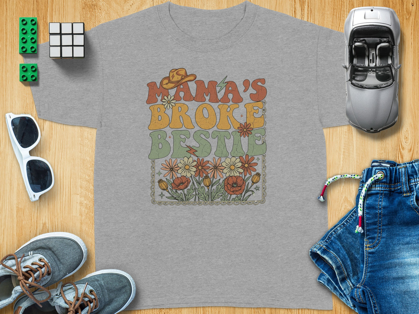 MAMA'S BROKE BESTIE Retro Graphic Floral T-Shirt product type
