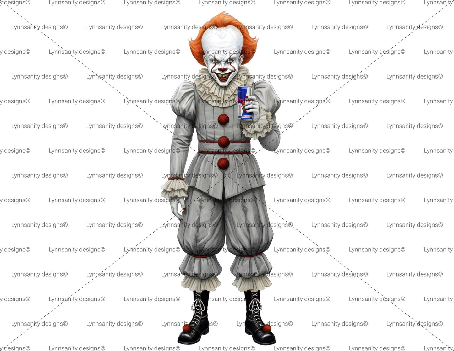 Red Bull Horror Slasher PNG | Pennywise | Funny Horror Movie Sticker Design