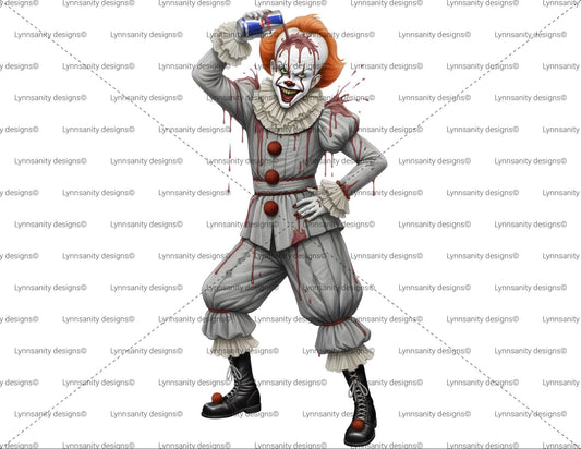 Red Bull Horror Slasher PNG | Pennywise | Funny Horror Movie Sticker Design